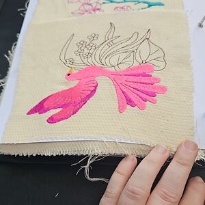 Handmade machine embroidery bird patch